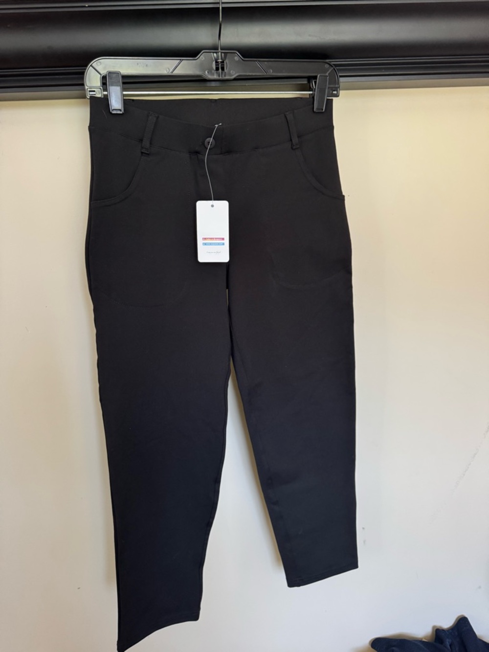 Black Ankle Crop Pants - Stretch Pull-On